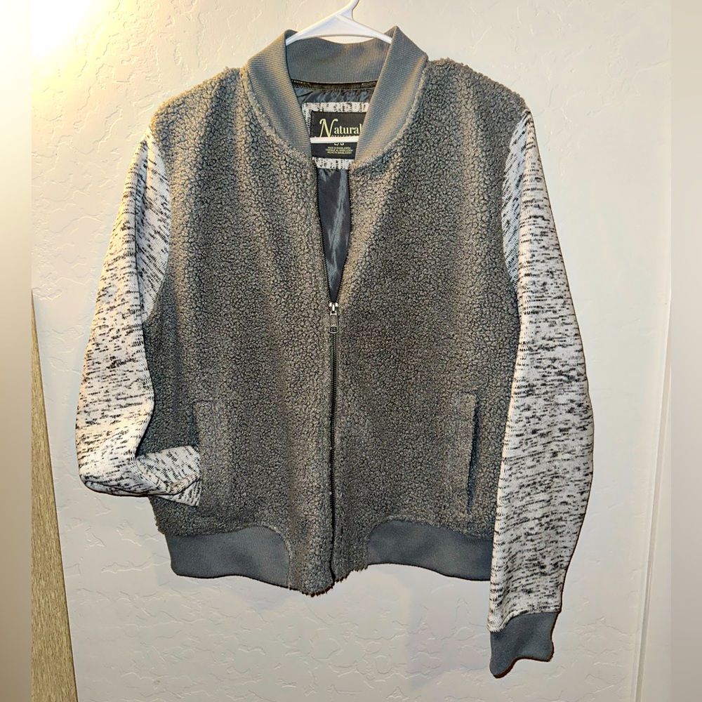 Natural Reflections Gray Fleece Full Zip Jacket w/ Pockets